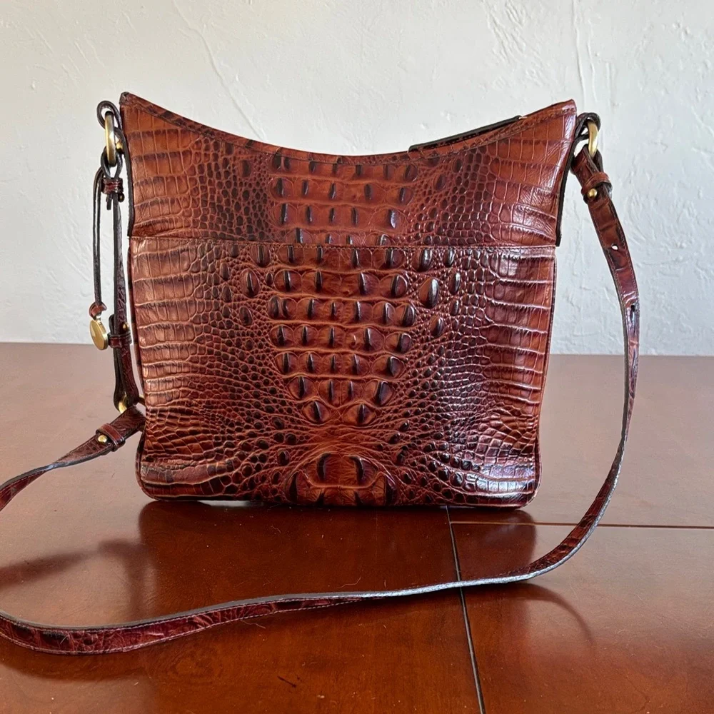 Brahmin‎ Brown Croc-Embossed Crossbody Bag